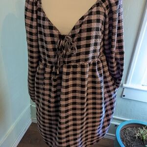 Plaid Long Sleeve Dress